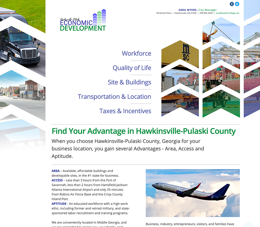 Hawkinsville Pulaski Economic Development website